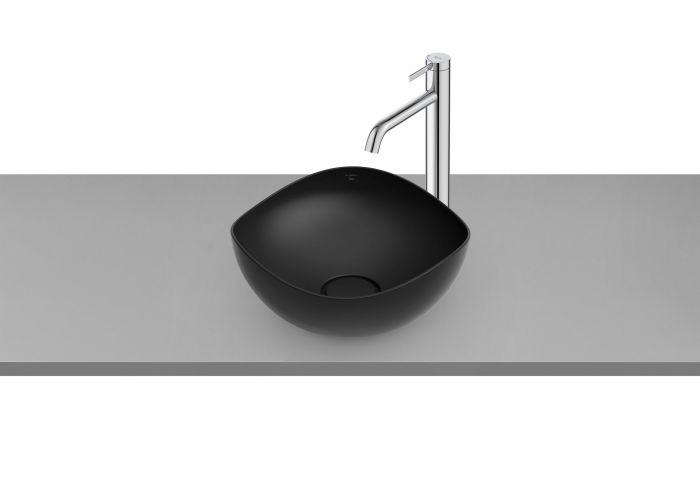 Umywalka FINECERAMIC ROCA OHTAKE nablatowa asymetryczny bez otworu bez przelewu 375 x 375 x 175 mm czarna mat | A327A15080