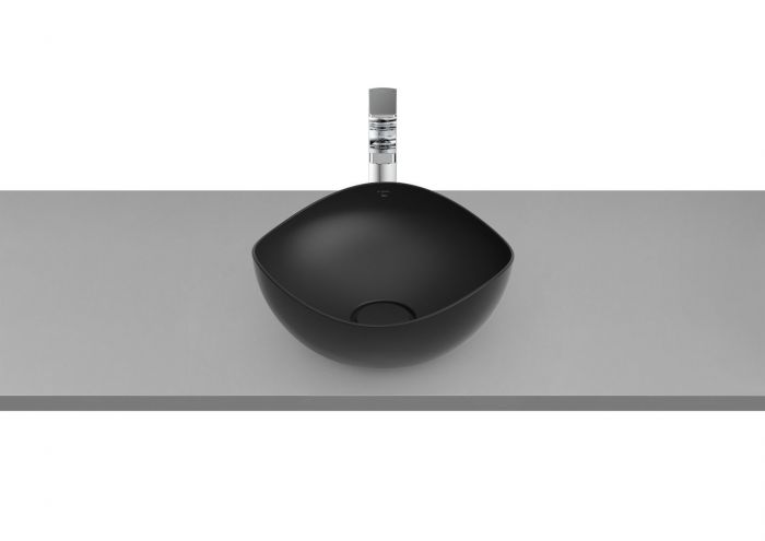Umywalka FINECERAMIC ROCA OHTAKE nablatowa asymetryczny bez otworu bez przelewu 375 x 375 x 175 mm onyks | A327A15640