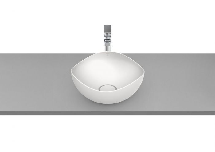 Umywalka FINECERAMIC ROCA OHTAKE nablatowa asymetryczny bez otworu bez przelewu 375 x 375 x 175 mm beżowa | A327A15650