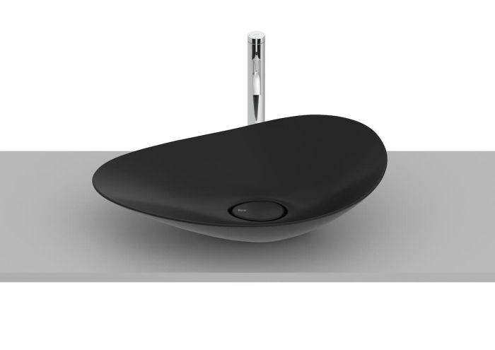 Umywalka FINECERAMIC ROCA OHTAKE nablatowa owalna 625 x 385 x 185 mm czarny mat  | A327A1P080