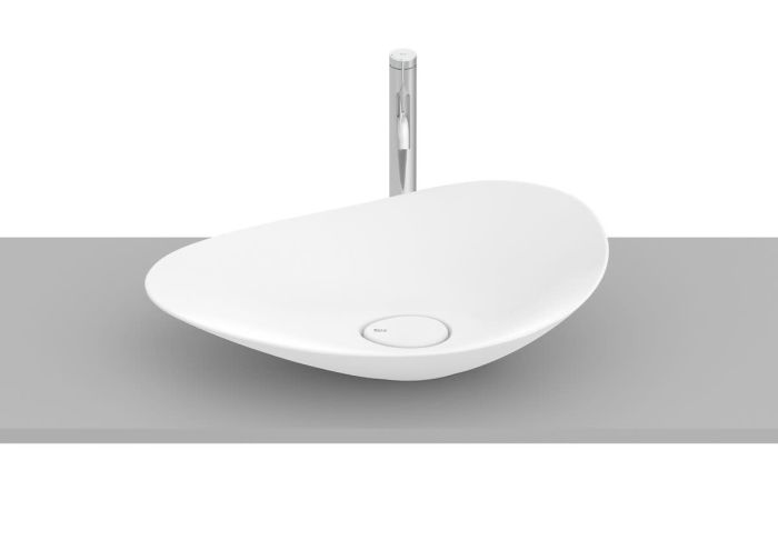 Umywalka FINECERAMIC ROCA OHTAKE nablatowa owalna 625 x 385 x 185 mm biały mat  | A327A1P620