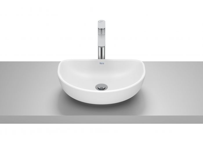 Umywalka ceramiczna ROCA OPTICA EE nablatowa półokrągły bez otworu bez przelewu 450 x 300 x 130 mm biała mat bez powłoki  | A327C10620