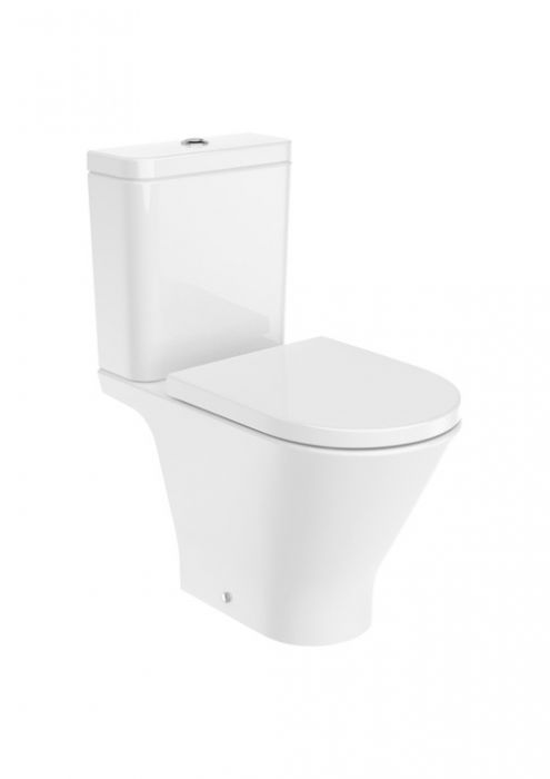 Miska WC ceramiczna montaż posadzkowy ROCA GAP stojąca Round bezkołnierzowa z zestawem montażowym 37 x 65.5 x 79 cm biała | A3420N8000