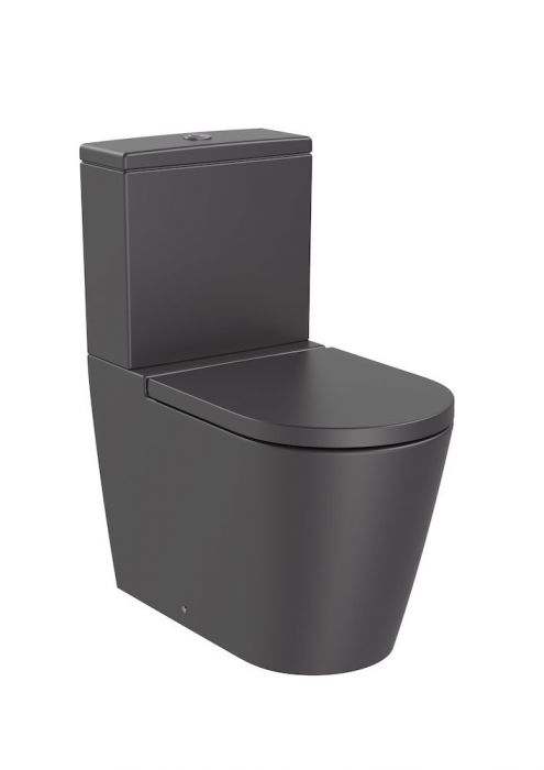 Miska stojąca przyścienna ROCA INSPIRA ROUND kompaktowa Rimless w komplecie zestaw montażowy 37.5 x 64.5 x 40 cm onyks | A342526640