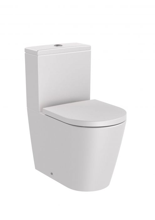 Miska WC ceramiczna stojąca ROCA INSPIRA ROUND bezkołnierzowa Rimless w komplecie: zestaw montażowy 37.5 x 60 x 76 cm perłowa | A342529630