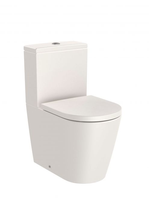 Miska WC ceramiczna stojąca ROCA INSPIRA ROUND bezkołnierzowa Rimless w komplecie: zestaw montażowy 37.5 x 60 x 40 cm beżowa | A342529650