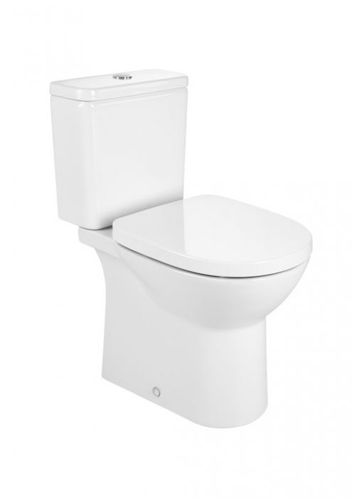 DEBBA ROUND miska WC ceramiczna montaż do posadzki Rimless do kompaktu z podwójnym odpływem 35 x 65.5 x 76 cm biała 3/4,5 l w komplecie: zestaw montażowy