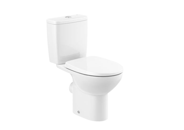 Miska WC ROCA Victoria do kompaktu Rimless zestaw montażowy w komplecie, 65.5 biały | A342V03000