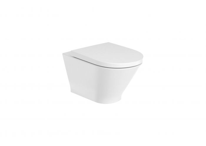 Miska WC podwieszana z powłoką Supraglaze ROCA GAP ROUND Rimless w komplecie zestaw montażowy 35.5 x 54 cm biała | A3460NLS00