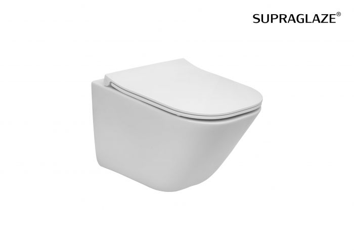 GAP SQUARE COMPACTO miska WC Rimless - bezkołnierzowa podwieszana 34 x 48 cm biała z powłoką Supraglaze ukryty system montażu