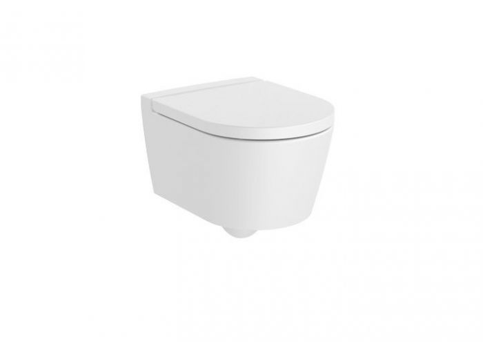 Miska ceramiczna wisząca ROCA INSPIRA ROUND COMPACTO Rimless z zestawem montażowym 37 x 48 cm biała matowa | A346528620