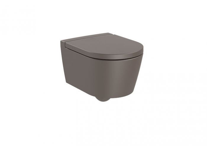 INSPIRA ROUND COMPACTO miska ceramiczna wisząca Rimless odpływ poziomy 37 x 48 x 44 cm cafe z zestawem montażowym