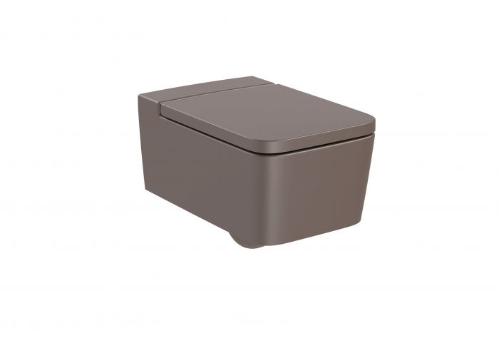 Miska montaż do ściany na stelażu ROCA INSPIRA SQUARE podwieszana Rimless z zestawem montażowym 37 x 56 cm brązowa | A346537660