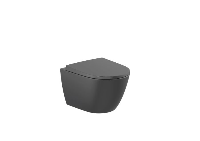 Miska WC bezkołnierzowa montaż do stelażu/do ściany ROCA ONA podwieszana Compacto Rimless 48 x 36 czarny mat | A346688080
