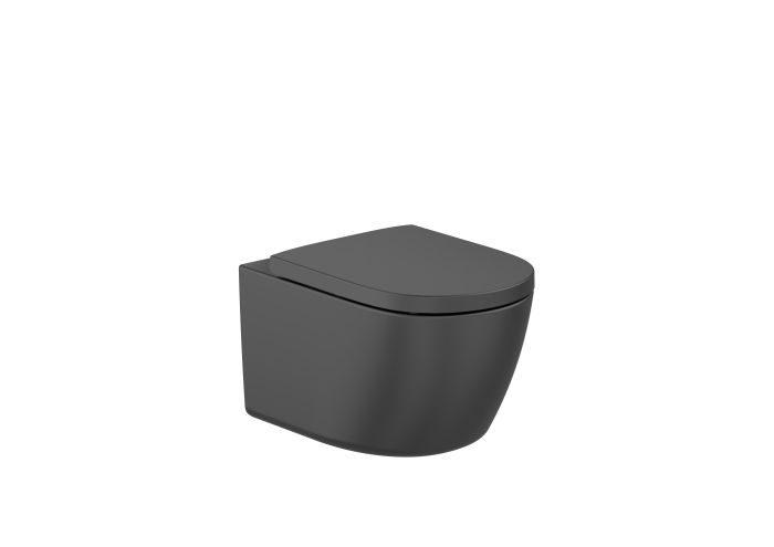 Miska WC ceramiczna wisząca ROCA MERIDIAN Rimless Vortex 36 x 54 cm czarny mat  | A346747080