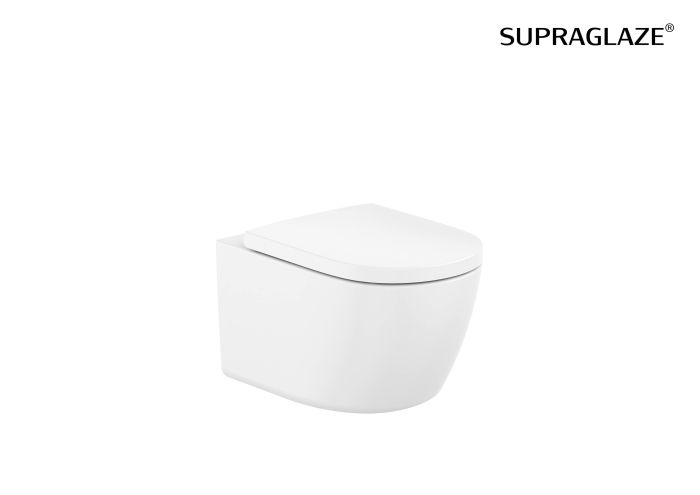 Miska WC ceramiczna wisząca z powłoką SUPRAGLAZE® ROCA MERIDIAN Rimless Vortex 36 x 54 cm biała  | A346747S00