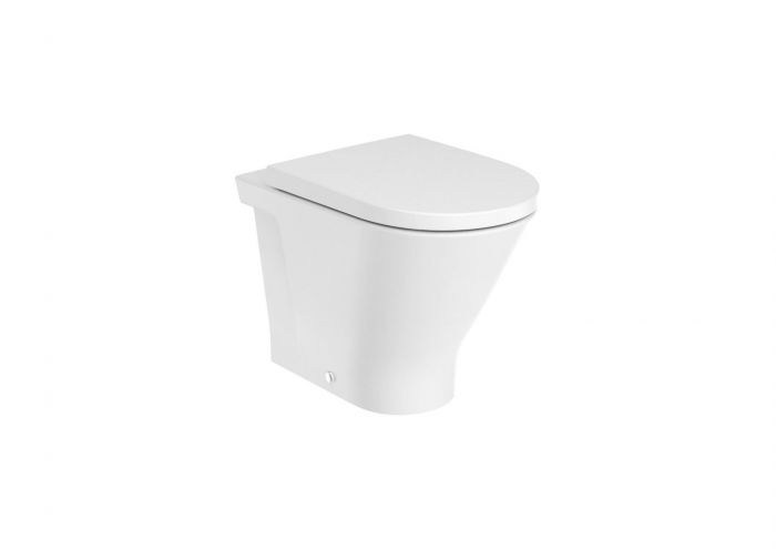 GAP ROUND miska WC ceramiczny bezkołnierzowa Rimless przyścienny odpływ podwójny 35.5 x 40 x 54 cm biała w zestawie zestaw montażowy