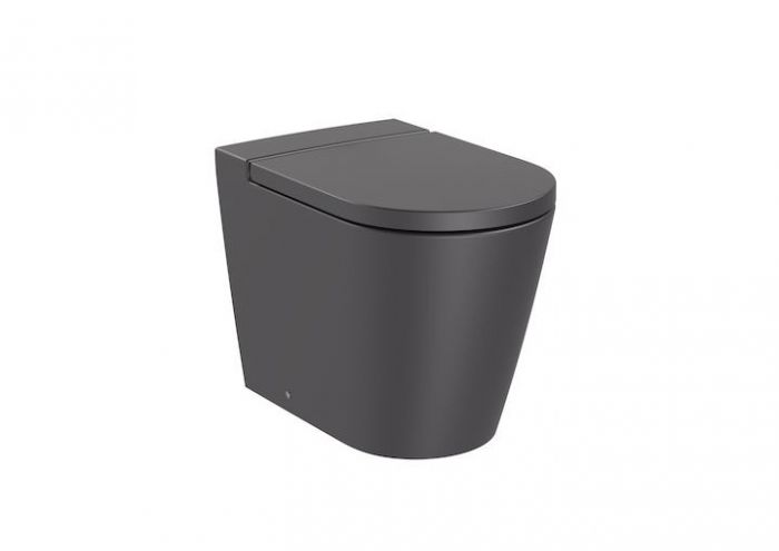 Miska ceramiczna stojąca ROCA INSPIRA ROUND Rimless w komplecie zestaw montażowy 37 x 56 cm onyks | A347526640