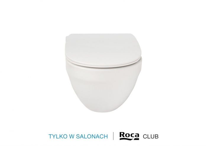 Zestaw WC ceramiczny ROCA HEBE podwieszany w komplecie: miska Rimless + deska wolnoopadająca slim 36 x 52 cm biały | A34H138000