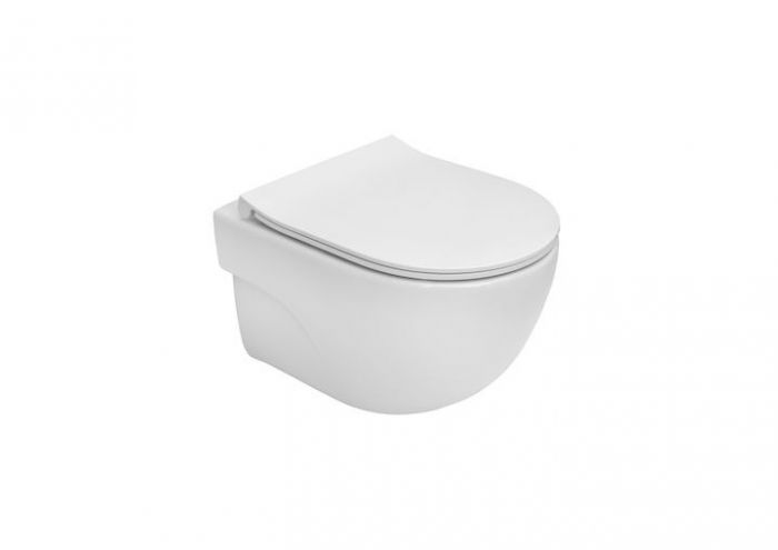 MERIDIAN COMPACTO miska WC podwieszana Rimless spłukiwanie 4/2l biała w komplecie: deska wolnoopadająca Slim