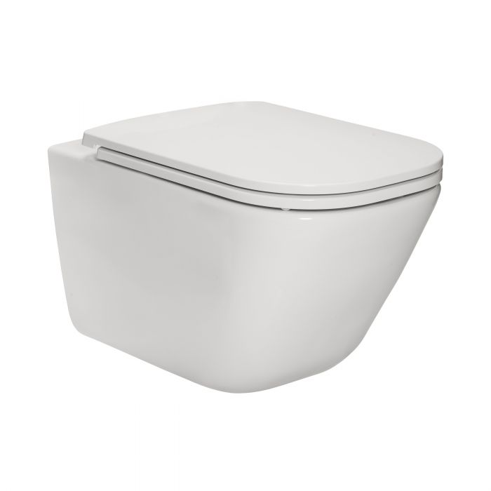 GAP zestaw WC ceramiczny podwieszany 34.7 x 54 x 37 cm biały w komplecie: miska Rimless + deska wolnoopadająca slim (A801482211)