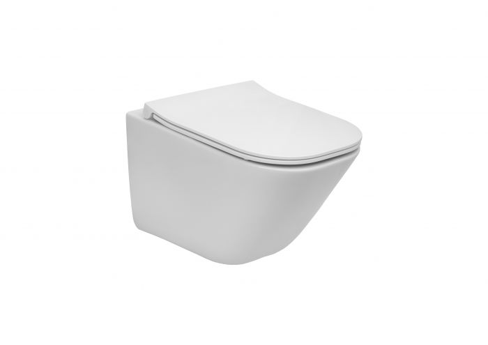 GAP SQUARE COMPACTO zestaw WC ceramiczny podwieszany spłukiwanie 4/2l 34 x 48 x 44 cm biały w komplecie: miska podwieszana Rimless  i deska wolnoopadająca slim, duroplast, z funkcją szybkiego demontażu