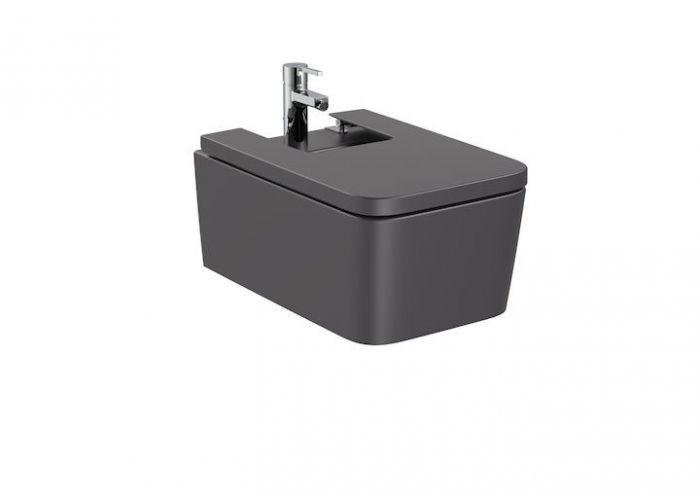 Bidet ROCA INSPIRA SQUARE podwieszany z zestawem montażowym 37 x 23 x 56 cm onyks | A357535640