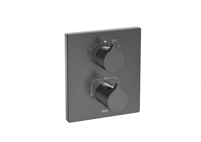 Element natynkowy do skompletowania z elementem podtynkowym RocaBox A525869403 ROCA INSIGNIA baterii termostatycznej wannowo-prysznicowej podtynkowej brushed titanium black | A5A0C3ANM0
