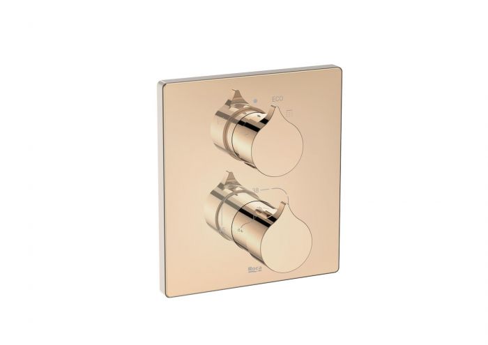 Element natynkowy do skompletowania z elementem podtynkowym RocaBox A525869403 ROCA INSIGNIA BLACK baterii termostatycznej wannowo-prysznicowej podtynkowej rose gold | A5A0C3ARG0