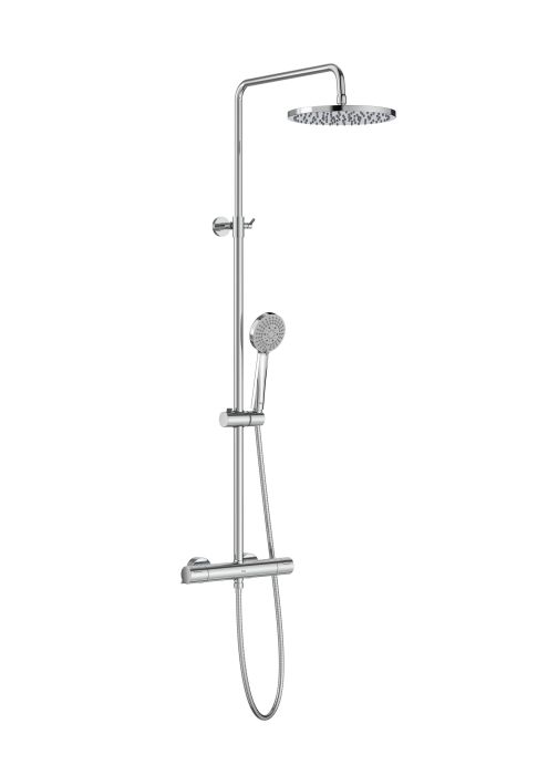 Kolumna prysznicowa ROCA VICTORIA-T Plus ścienna chrom w komplecie: bateria termostatyczna T-500, deszczownica ROUND ABS 245 mm, słuchawka 100/3F, wąż metalowy 17 mm, drążek  | A5A2F18C00
