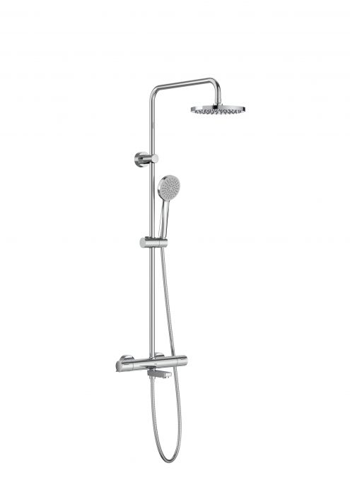 Kolumna natryskowa ROCA VICTORIA-T Basic ścienna chrom w komplecie: bateria termostatyczna wannowo-prysznicowa, deszczownica 200 mm, słuchawka 100/1F, wąż 1700 mm, drążek, bateria termostatyczna prysznicowa T-500 | A5A2H18C00