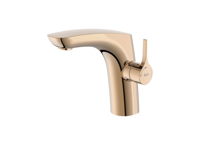 Bateria umywalkowa sztorcowa ROCA INSIGNIA 1-uchwytowa 1-otworowa mosiężna rose gold elastyczne przewody zasilające w zestawie  | A5A3B3ARG0