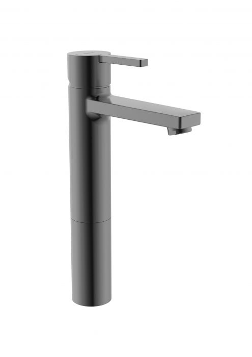 Bateria umywalkowa stojąca wysoka ROCA NAIA 1-uchwytowa 1-otworowa brushed titanium black elastyczne przewody zasilające w zestawie | A5A3B96NM0