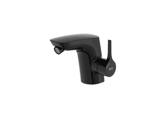 Bateria bidetowa stojąca ROCA INSIGNIA BLACK 1-uchwytowa 1-otworowa czarna połysk elastyczne przewody zasilające w zestawie | A5A6A3ACN0