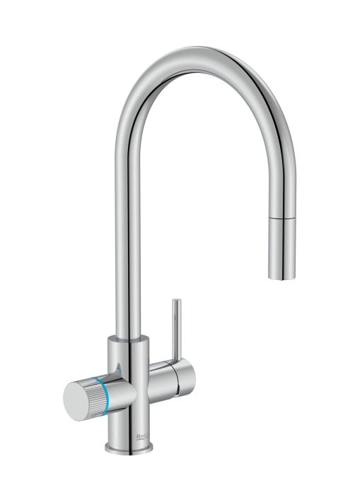 Bateria zlewozmywakowa z funkcją filtracji wody ROCA AQUAFY chrom z obrotową i wyciąganą wylewką  | A5A8D3GC00