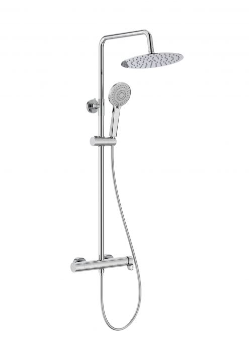 Kolumna natryskowa ROCA VEGA PLUS ścienna chrom z baterią jednouchwytową, słuchawką i i deszczownicą 250 mm | A5A9A6EC00