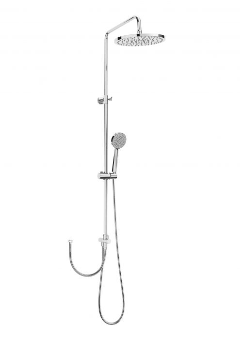 Kolumna natryskowa bez baterii ROCA VICTORIA-T PLUS ścienna chrom w komplecie: słuchawka prysznicowa 245 mm, główka prysznicowa 100 mm z 1 funkcją, wąż metalowy 1700 mm | A5B9M61C00