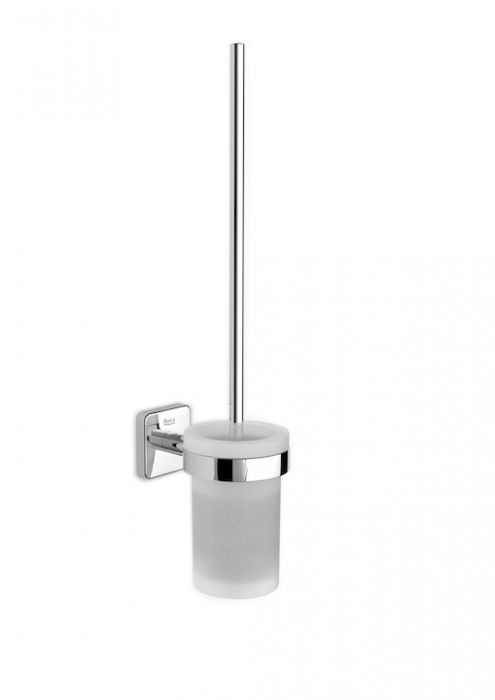 Uchwyt na szczotkę WC ścienny ROCA VICTORIA wykończenie metalowe, ze szczotką WC szklany 11,3 x 7,6 x 38 cm chrom błyszczący | A816667001