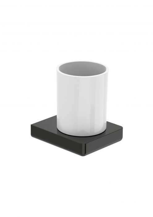 Kubek na szczoteczki ścienny ROCA TEMPO na szczoteczki szklany wysokość 112 mm długość 105 mm titanium black | A817021CN0