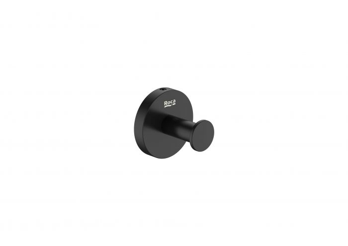 Haczyk pojedynczy, ścienny ROCA HOTELS ROUND metalowy 49 x 56 mm czarny mat  | A817570C40