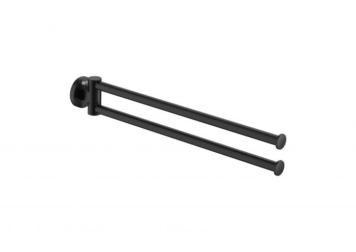 Wieszak punktowy dwuramienny, ścienny ROCA HOTELS 2.0 metalowy 69 x 56 x 432 mm czarny matowy | A817578C40