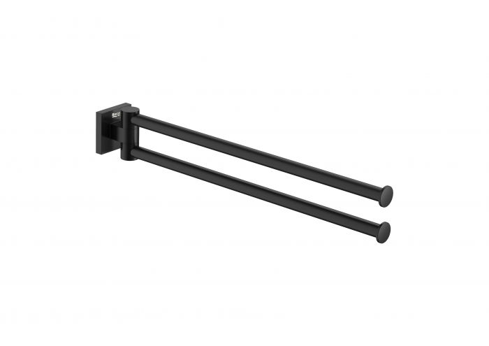 Wieszak na ręcznik punktowy dwuramienny ścienny ROCA HOTELS 2.0 metalowy 56 x 432 x 69 mm czarny matowy | A817609C40