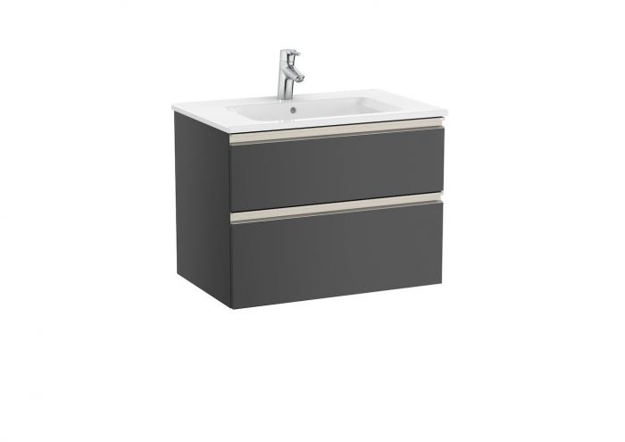 Zestaw łazienkowy 705 x 460 x 537 mm antracyt połysk ROCA UNIK GAP-N szafka z 2 szufladami z umywalką 70 cm | A851477153