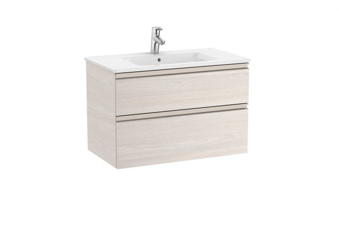 Zestaw łazienkowy 805 x 460 x 537 mm jesion nordic ROCA UNIK GAP-N szafka z 2 szufladami, umywalka centralna | A851478434