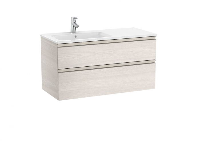 Zestaw łazienkowy 1005 x 460 x 537 mm jasny szary mat ROCA UNIK GAP-N szafka z 2 szufladami z umywalką asymetryczną  | A851481447