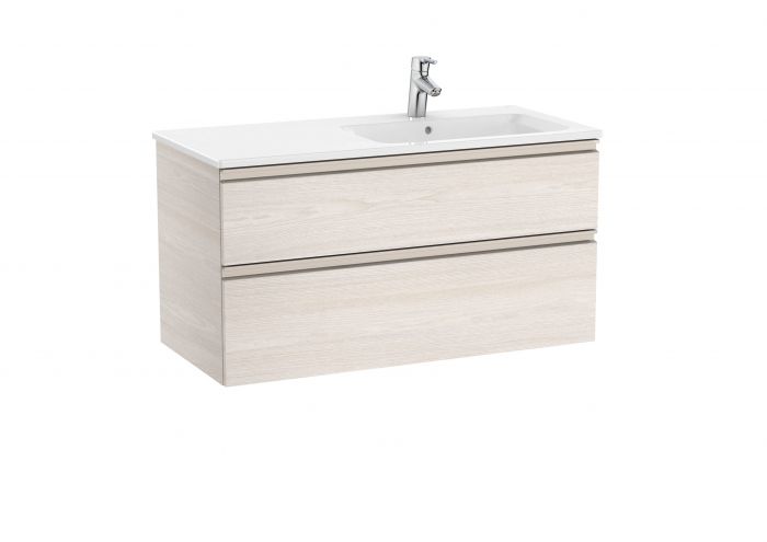 Zestaw łazienkowy 1005 x 460 x 537 mm jesion nordic ROCA UNIK GAP-N szafka z 2 szufladami, z umywalką 100 cm | A851482434
