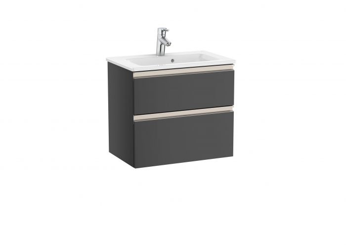 Zestaw łazienkowy 605 x 380 x 537 mm antracyt połysk ROCA GAP-N COMPACTO szafka z 2 szufladami z umywalką 60 cm | A851495153