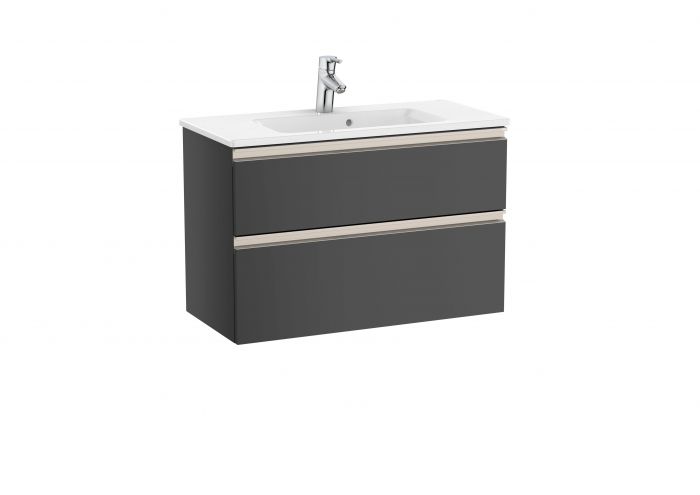 Zestaw łazienkowy 805 x 380 x 537 mm antracyt połysk ROCA GAP-N COMPACTO szafka z 2 szufladami z umywalką 80,5 cm | A851497153