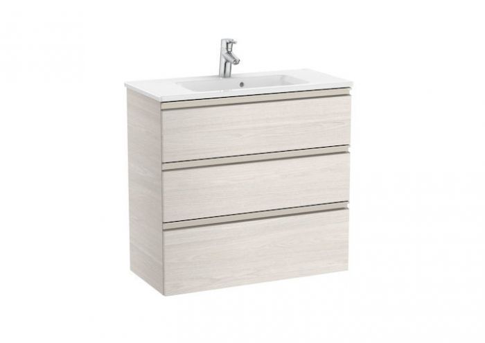 Zestaw łazienkowy 805 x 380 x 759 mm jesion nordic ROCA GAP-N COMPACTO szafka z 3 szufladami z umywalką 80 cm | A851499434