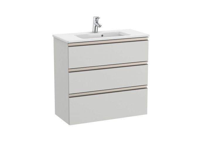 Zestaw łazienkowy 805 x 380 x 759 mm jasny szary mat ROCA GAP-N UNIK COMPACTO szafka z 3 szufladami z umywalką 80 cm  | A851499447